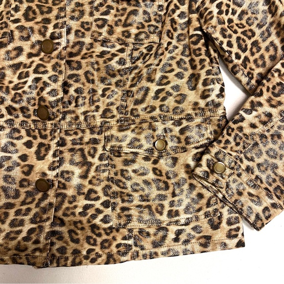 Chico's Leopard Print Gold Metallic Shimmer Utility Jacket - Picture 4 of 8